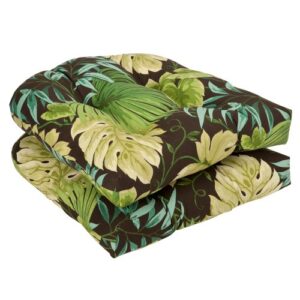 pillow perfect – 353289 outdoor/indoor tropique peridot tufted seat cushions (round back), 19″ x 19″, green, 2 pack