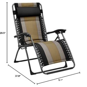 Amazon Basics Outdoor Padded Adjustable Zero Gravity Folding Reclining Lounge Chair with Pillow - Black