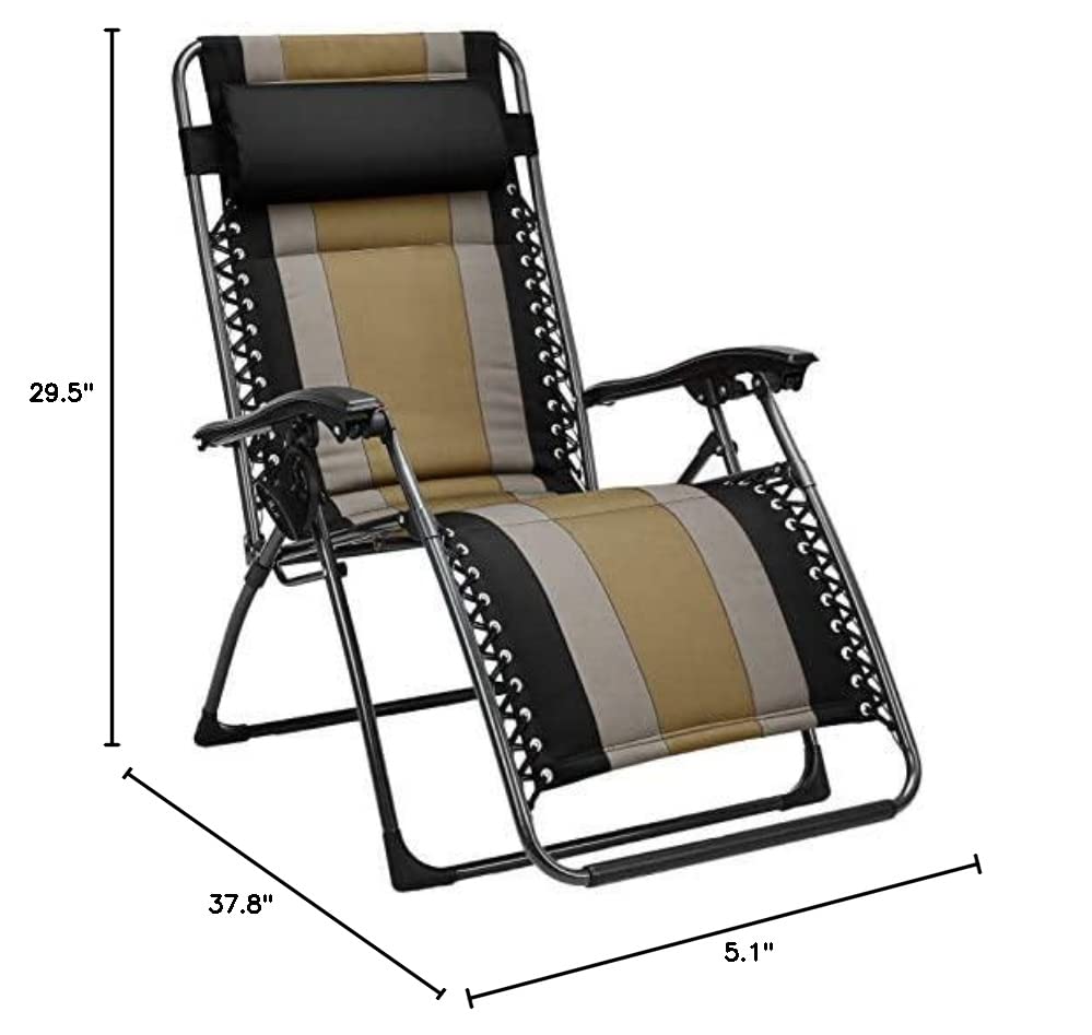 Amazon Basics Outdoor Padded Adjustable Zero Gravity Folding Reclining Lounge Chair with Pillow - Black