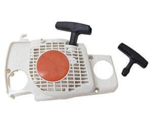 poweka recoil pull starter, start handle fit for stihl ms170 ms180 ms180c 017 018 chainsaw replace 1130 080 2100