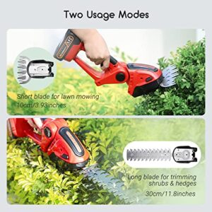 LUXBIRD Cordless Grass Shears, 2-in-1 Mini Hedge Trimmer Cordless,Light Handheld Grass Trimmer, Electric Shrub Trimmer with 2Pcs Rechargeable Batteries