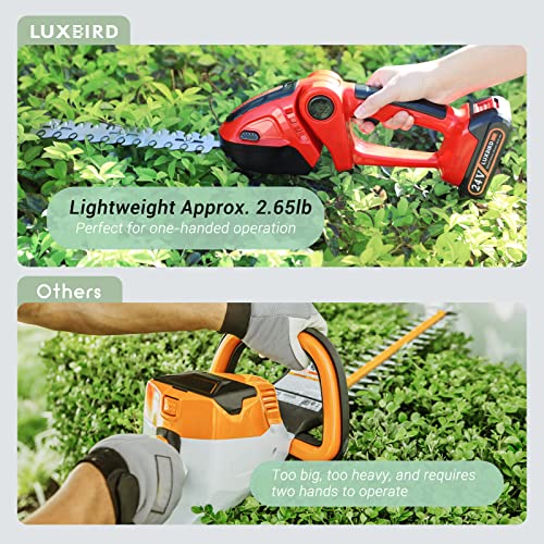 LUXBIRD Cordless Grass Shears, 2-in-1 Mini Hedge Trimmer Cordless,Light Handheld Grass Trimmer, Electric Shrub Trimmer with 2Pcs Rechargeable Batteries