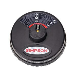 simpson cleaning 80165 universal scrubber, rated 15″ steel pressure washer surface cleaner for cold water machines, 1/4″ quick connection, recommended min 3000 max of 3700 psi, black