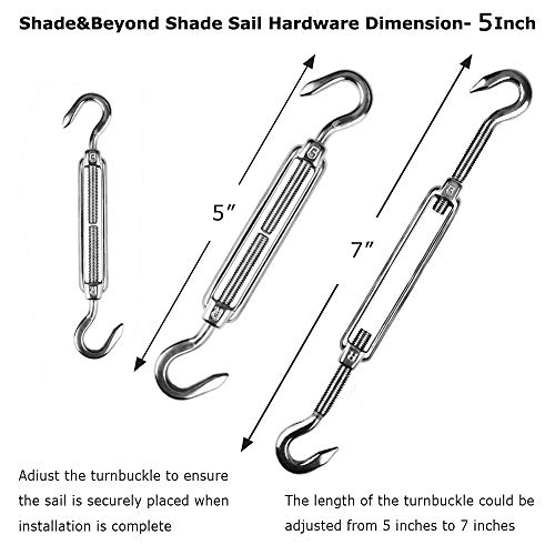 Shade&Beyond 316 Marine Grade Shade Sail Hardware Kit 5 inch for Rectangle and Square Sun Shade Sails Installation, 24 Pcs