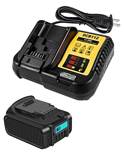 Compatible with Dewalt 20V Battery and Charger Combo 1Pack Replacement for Dewalt 20V Battery Charger DCB112 Fit for Dewalt 12V/20V Battery and 20V Tools