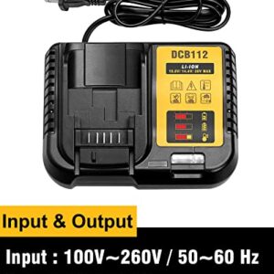 Compatible with Dewalt 20V Battery and Charger Combo 1Pack Replacement for Dewalt 20V Battery Charger DCB112 Fit for Dewalt 12V/20V Battery and 20V Tools