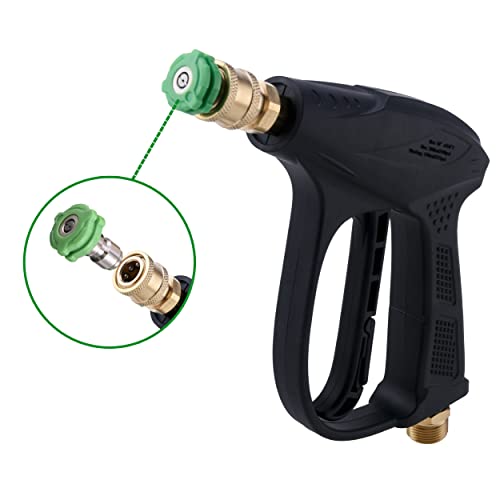 RIDGE WASHER High Pressure Washer Gun, Power Washer Short Handle Gun with 5 Replacement Spray Nozzle Tips and Holder, M22 14mm fitting, Max 2900 PSI