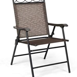 HAPPYGRILL 4-Piece Folding Chairs Outdoor Portable Dining Chair with Armrest for Camping Backyard