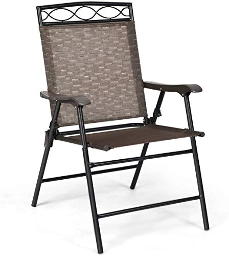 HAPPYGRILL 4-Piece Folding Chairs Outdoor Portable Dining Chair with Armrest for Camping Backyard