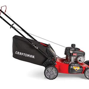 CRAFTSMAN Gas Powered Lawn Mower, 21-inch, 3-in-1 Mulching Push Mower with Bag, 140cc (M105)