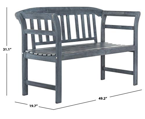 Safavieh PAT6742B Outdoor Collection Porterville Ash Grey 2 Seat Bench