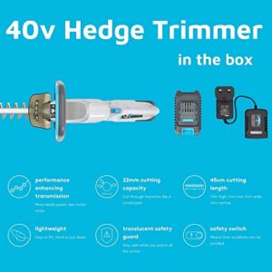 40V Hedge Trimmers - 20In Cordless Hedge Trimmer Rotating Multi-Function Handle Hedge Cutter with Battery and Charger