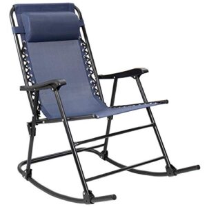 devoko patio rocking zero gravity chair outdoor wide recliner chair for lawn beach camping poolside with headrest pillow (light blue)