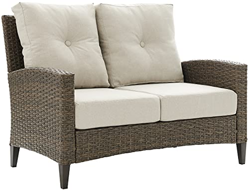 Crosley Furniture CO7161-LB Rockport Outdoor Wicker High Back Loveseat, Light Brown