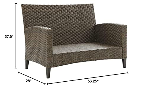 Crosley Furniture CO7161-LB Rockport Outdoor Wicker High Back Loveseat, Light Brown