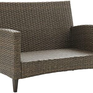 Crosley Furniture CO7161-LB Rockport Outdoor Wicker High Back Loveseat, Light Brown