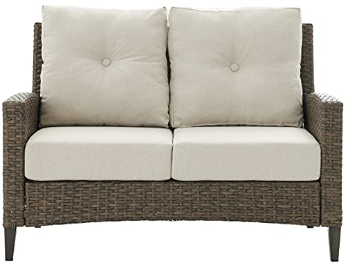 Crosley Furniture CO7161-LB Rockport Outdoor Wicker High Back Loveseat, Light Brown