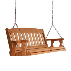amish casual heavy duty 800 lb mission 5ft. treated porch swing with cupholders – cedar stain