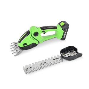 evcitn cordless hedge trimmer electric hand held grass shear shrubbery clipper 24v electric grass cutter with rechargeable battery and charger included for garden and lawn – green