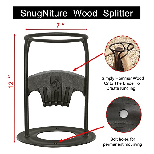 SnugNiture Firewood Kindling Splitter with Cover, Manual Kindling Log Splitting Tool, Cast Iron Log Splitting Wedge, Hand Sturdy Firewood Cutter, Splits Firewood Safely and Easily