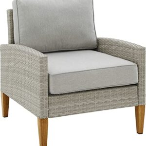 Crosley Furniture CO7168-GY Capella Outdoor Wicker 2-Piece Armchair Set, Acorn with Gray Cushions