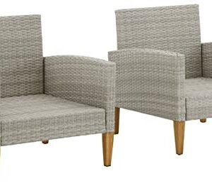 Crosley Furniture CO7168-GY Capella Outdoor Wicker 2-Piece Armchair Set, Acorn with Gray Cushions