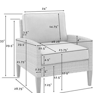 Crosley Furniture CO7168-GY Capella Outdoor Wicker 2-Piece Armchair Set, Acorn with Gray Cushions