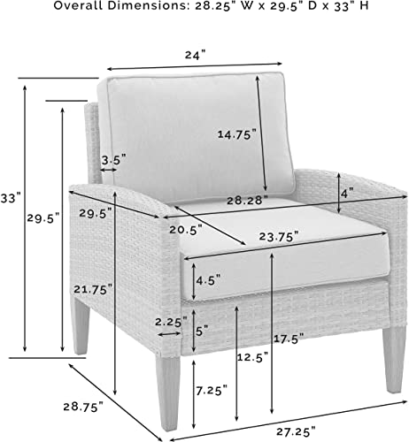 Crosley Furniture CO7168-GY Capella Outdoor Wicker 2-Piece Armchair Set, Acorn with Gray Cushions