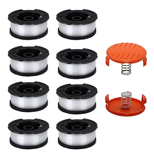 Lucky Seven AF-100 Spool Compatible with Black & Decker AF-100-3ZP 0.065" String Trimmer Line Replacement for GH900 GH600 String Trimmer (8 Spools + 2 Caps and Springs)