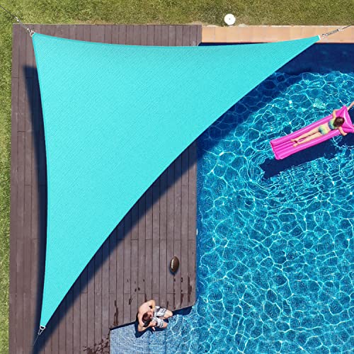 ColourTree 20' x 20' x 28.3' Turquoise Right Triangle CTAPRT20 Sun Shade Sail Canopy Mesh Fabric UV Block - Commercial Heavy Duty - 190 GSM - 3 Years Warranty (We Make Custom Size)