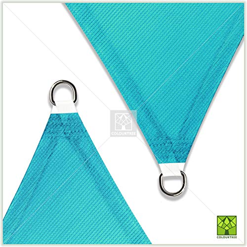 ColourTree 20' x 20' x 28.3' Turquoise Right Triangle CTAPRT20 Sun Shade Sail Canopy Mesh Fabric UV Block - Commercial Heavy Duty - 190 GSM - 3 Years Warranty (We Make Custom Size)