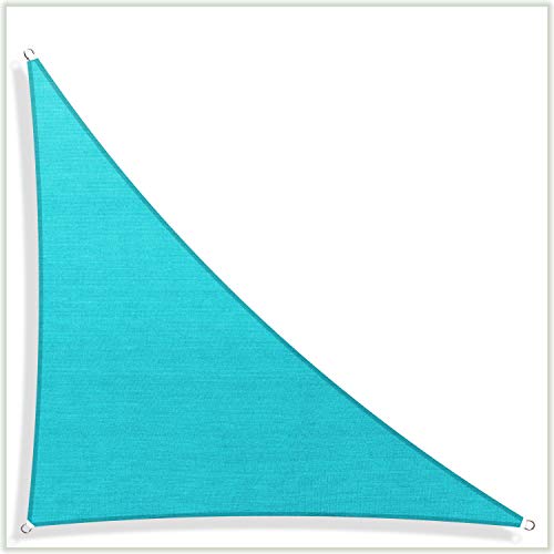 ColourTree 20' x 20' x 28.3' Turquoise Right Triangle CTAPRT20 Sun Shade Sail Canopy Mesh Fabric UV Block - Commercial Heavy Duty - 190 GSM - 3 Years Warranty (We Make Custom Size)