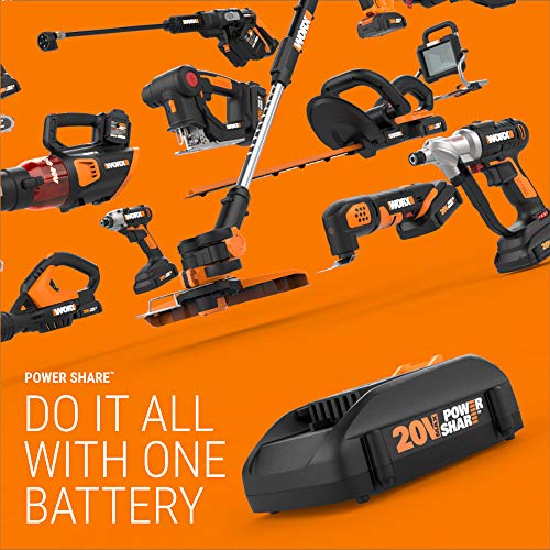 Worx WG323 20V Power Share 10" Cordless Pole/Chain Saw with Auto-Tension (Battery & Charger Included) and WG261.9 20V Power Share 22" Cordless Hedge Trimmer (Tool Only)