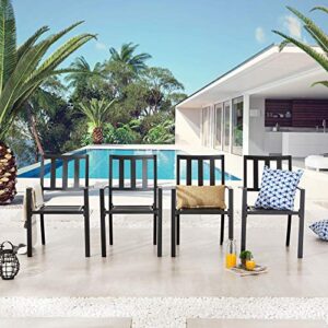 lokatse home outdoor patio dining chairs decor furniture arm chair with metal frame set of 4