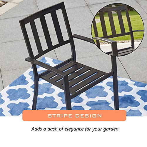 LOKATSE HOME Outdoor Patio Dining Chairs Decor Furniture Arm Chair with Metal Frame Set of 4