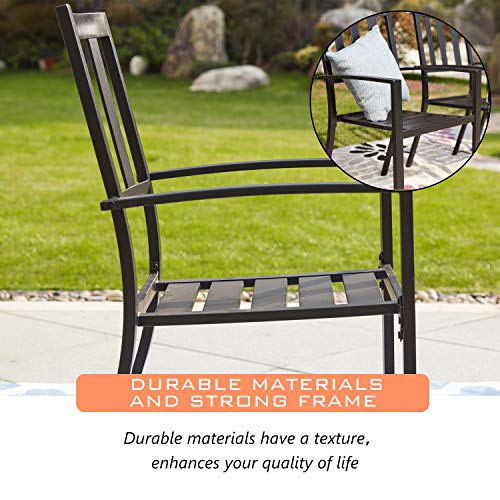 LOKATSE HOME Outdoor Patio Dining Chairs Decor Furniture Arm Chair with Metal Frame Set of 4