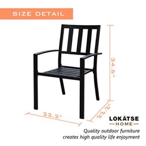 LOKATSE HOME Outdoor Patio Dining Chairs Decor Furniture Arm Chair with Metal Frame Set of 4