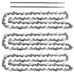 3 pack 20-inch chainsaw chain-3/8″ pitch .053″ gauge 70 drive links with 2 bonus sharpening files; heavy duty carbon steel chains fit most major chainsaw brands