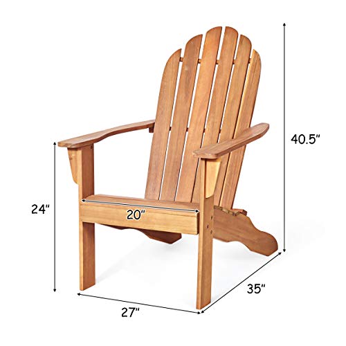 Giantex Adirondack Chairs and Table Set 3PCS Wooden W/Two Lounger Chairs and One Side Table for Yard, Patio, Garden, Poolside and Balcony Outdoor& Indoor Tables and Adirondack Chairs Set