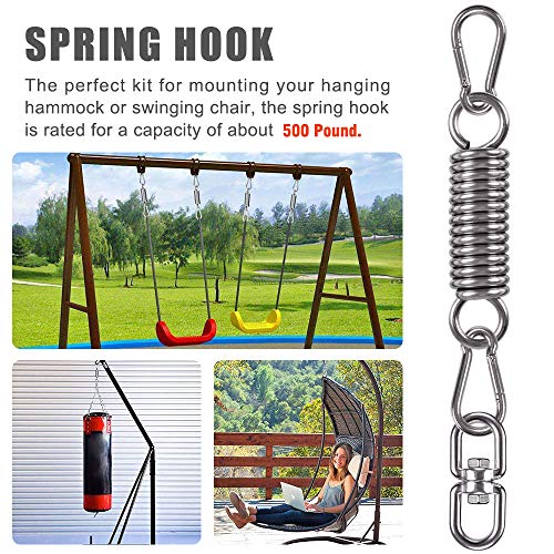 WAREMAID Hammock Chair Hanging Kit Swing Spring Hardware, Heavy Duty Suspension Swivel Hanger Hook for Punching Bags, Heavy Bag, Hanging Chair, Swing Seat, Rocking Seat, Porch Swing, Garden, 550 LB