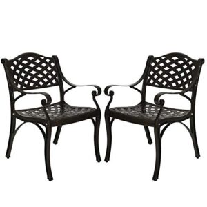 puluomis outdoor patio retro bistro cast aluminum dining chairs, 2 sets