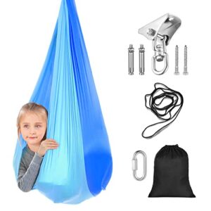 kaboer cuddle sensory swing,indoor therapy swing double-layer hammock swings with 360° swivel hanger for kids&adults to play&calm,hanging therapy swing for with sensory needs,max weight 200lbs,blue