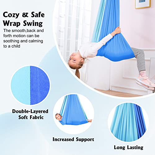 KABOER Cuddle Sensory Swing,Indoor Therapy Swing Double-Layer Hammock Swings with 360° Swivel Hanger for Kids&Adults to Play&Calm,Hanging Therapy Swing for with Sensory Needs,Max Weight 200lbs,Blue