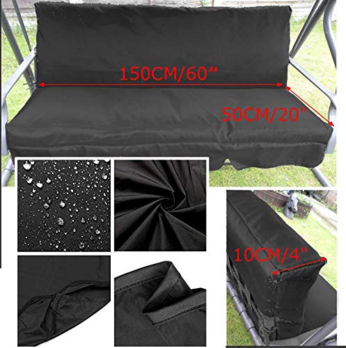 Patio Swing Cushion Cover 3 Seat 420D Waterproof Swing Seat Cover Replacement All Weather Swing Chair Protection 60 x 20 x 4in (No Cushion and Swing)