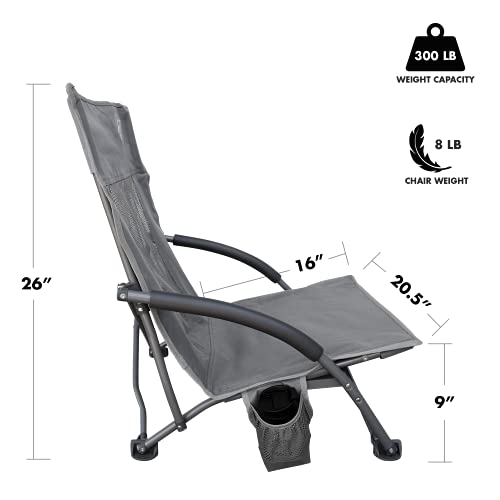 E-Z UP Low Sling Outdoor Folding Chair, Gray