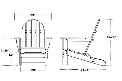 POLYWOOD AD5030SR Classic Folding Adirondack Chair, 38.5" H x31.25 W x 33.5" D, Sunset Red