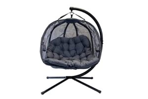 flower house hanging pumpkin loveseat chair with stand (grey/slate)