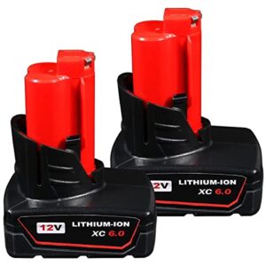 thiss 2pack 12v 6.0ah 48-11-2411 replacement lithium-ion battery for milwaukee m 12 battery xc 48-11-2440 48-11-2402 for milwaukee 12v battery
