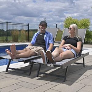 Vivere URBL2-BC Black Urban Sun Lounger 2 Pack Full Recline (330 lb Capacity), Double