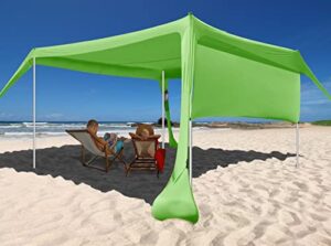 easierhike beach sunshade with side wall shade windproof design,sun shelter upf50+ portable family canopy tent anchors 10×10 ft 4 poles pop up outdoor shelter for beach,backyard and picnics